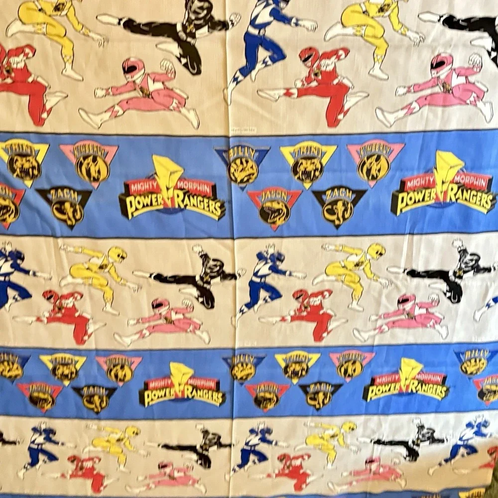 VTG Power Rangers Flat Sheet Twin 1994 Characters Jason Zach‎